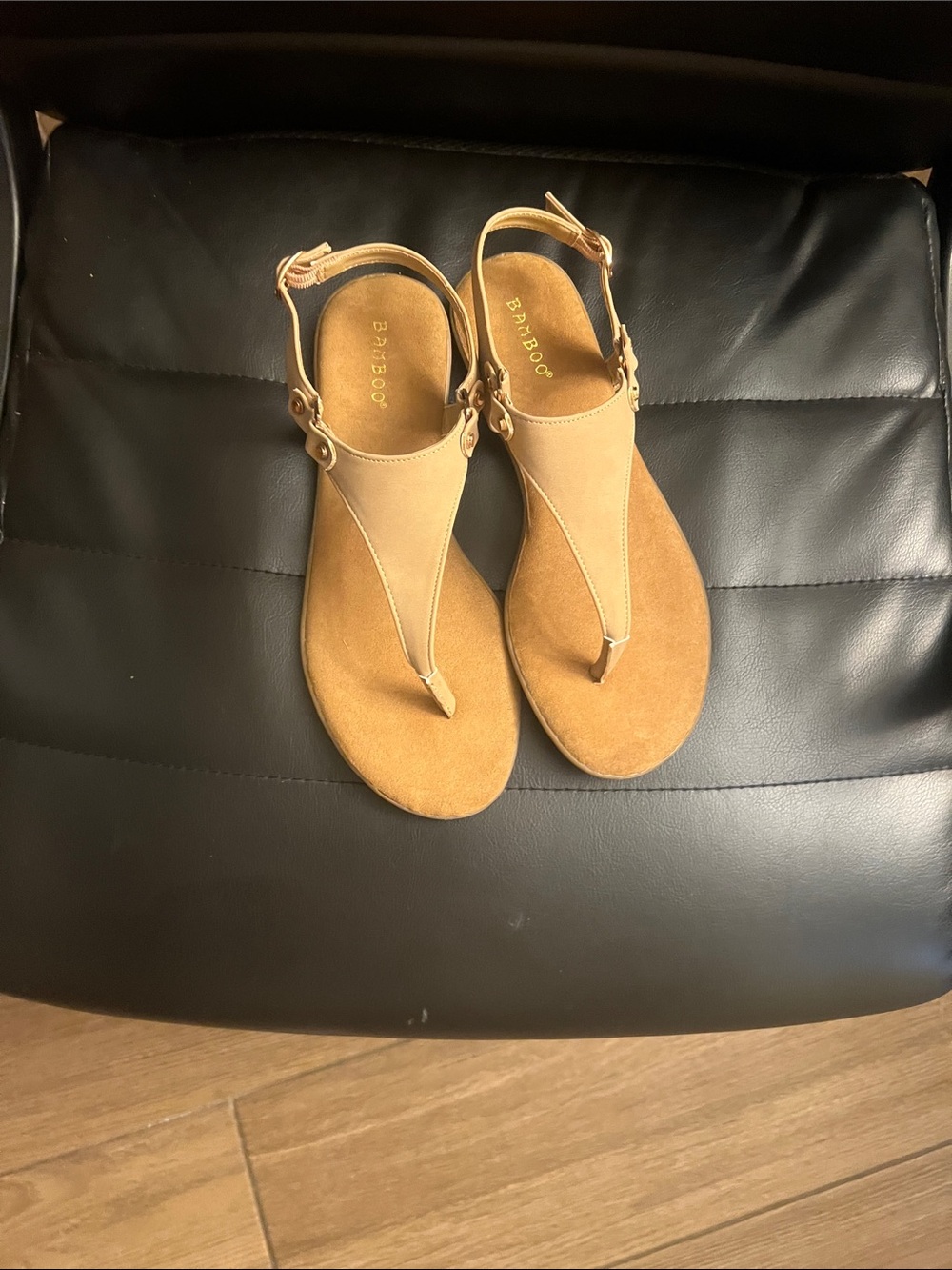 BAMBOO Tan T-Strap Women's Sandals